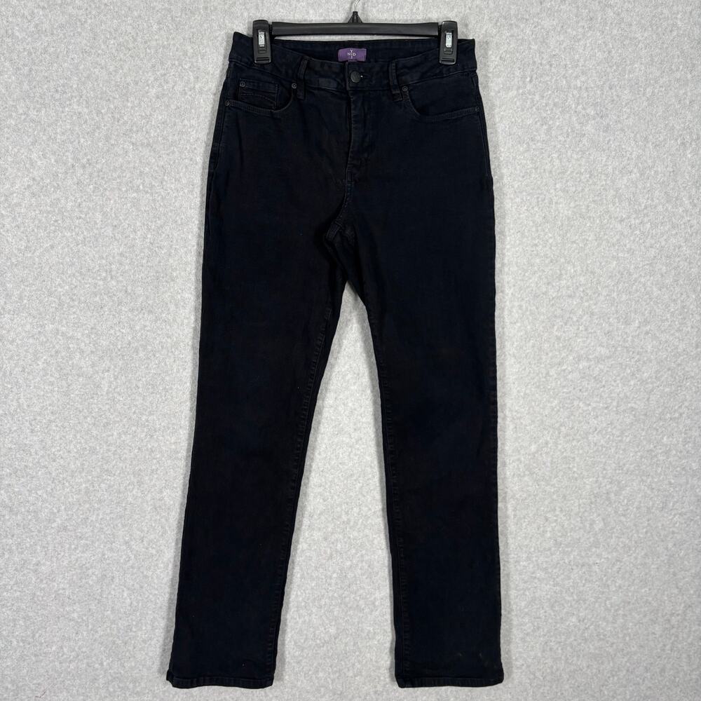 NYDJ Jeans Women 8 Black Straight Mid Rise Lift Tuck Stretch Capsule 28 x 30 USA
